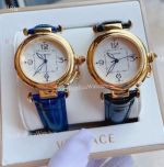 High quality 35mm white dial Yellow Gold bezel replica Blue leather strap Pasha De Cartier Watch